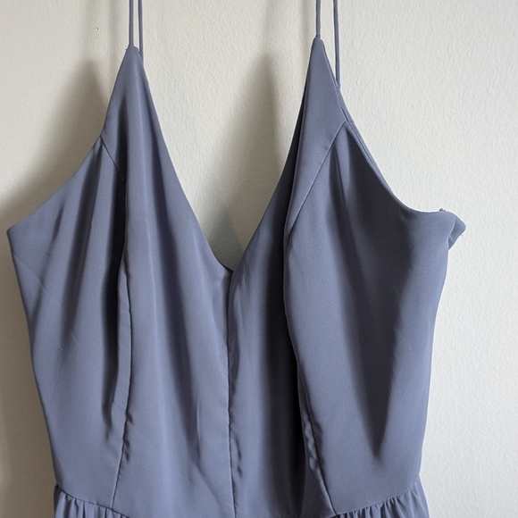 Dessy Collection Gray Sleeveless Wrap Sundress for Cocktail - Picture 2 of 12